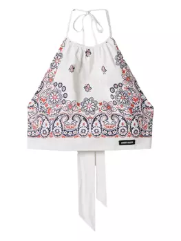 Miu Miu укороченный топ с узором пейсли, белый