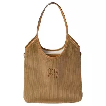 MIU MIU Вельветовая сумка-шоппер, сумка-тоут, женская сумка-шоппер, цвет корицы и коричневого цвета