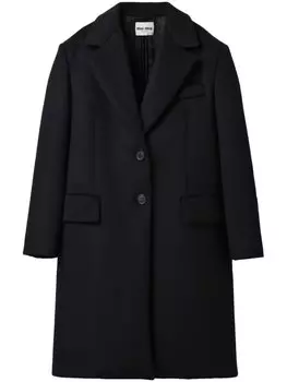 Miu Miu virgin wool-blend velour coat, черный