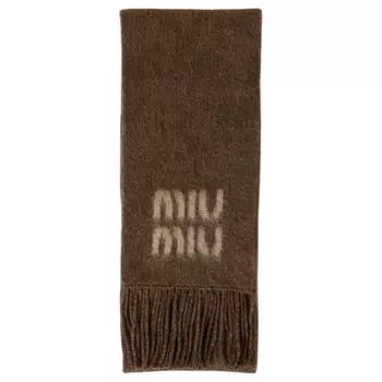 MIU MIU Вязаный шарф из шерсти и мохера, унисекс, коричневые