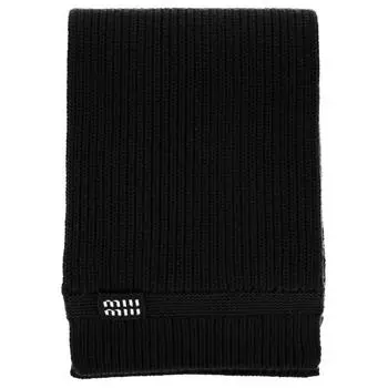 MIU MIU Вязаный шарф женский черный
