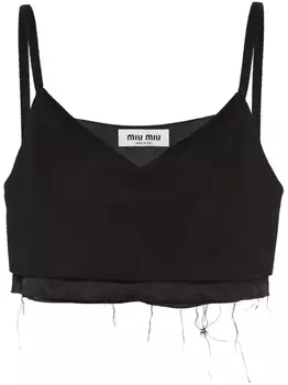 Miu Miu велюровый укороченный топ, черный