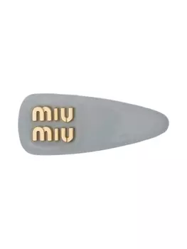 Miu Miu заколка для волос из лакированной кожи, серебристый