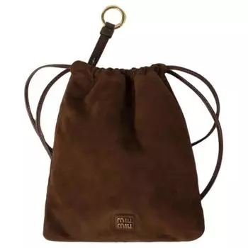 MIU MIU Замшевый клатч женский, цвет какао-коричневый