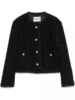 Miu Miu жакет из ткани ламе, черный