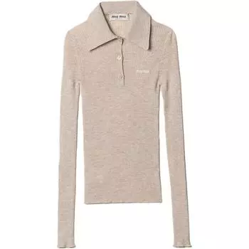 MIU MIU Женская рубашка поло песочно-желтого цвета