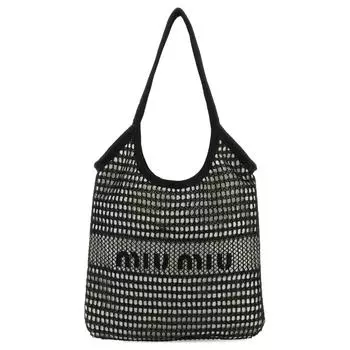 MIU MIU Женская сумка из пряжи со льном, черная