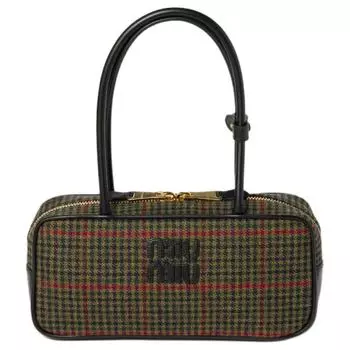 MIU MIU Женская сумка на одно плечо из клетчатого бархата, темно-зеленые и черные