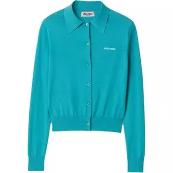 MIU MIU Женский кашемировый свитер бирюзового цвета