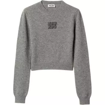MIU MIU Женский кашемировый свитер SS24, серый