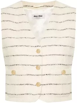 Miu Miu жилет из букле в полоску, нейтральный цвет