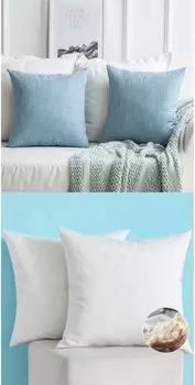 MIULEE Набор из 2 бархатных однотонных декоративных квадратных наволочек размером 18 x 18 дюймов. Набор из 2 вставок для декоративных подушек размером 20 x 20 дюймов, пуха и пера для дивана, автомобиля-спальни.