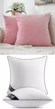 MIULEE Набор из 2 декоративных бархатных наволочек Ярко-розовый Набор из 2 вставок для подушек 18x18