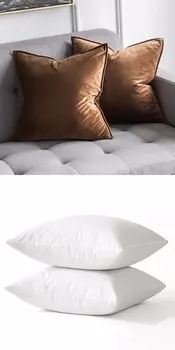 MIULEE Набор из 2 декоративных бархатных наволочек Мягкий шоколад 18x18, 18x18 Вставки для подушек Набор из 2 пуховых альтернативных декоративных вставок для подушек с перьями для дивана-кровати