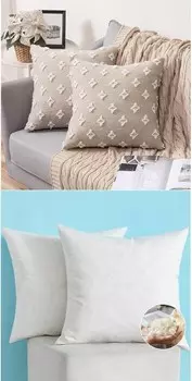 MIULEE Набор из 2 декоративных наволочек. Смешанный набор из 2 декоративных наволочек с вставками, пухом и пером для дивана, дивана-кровати, спальни, гостиной, 18x18 дюймов, бежевый.