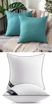 MIULEE Набор из 2 декоративных однотонных водонепроницаемых наволочек для улицы, бирюзовый комплект из 2 вставок для подушек 18x18