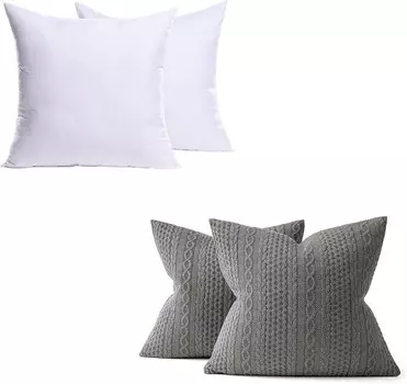 MIULEE Набор из 2 вкладышей для декоративных подушек. Гипоаллергенный наполнитель для подушек премиум-класса квадратной формы и декоративные наволочки 18x18. Темно-серые, супермягкие, современные чехлы с тиснением и узором.