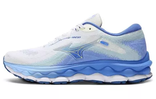 Mizuno Wave Sky 7 Кроссовки унисекс, White/Silver-Grey/Blue