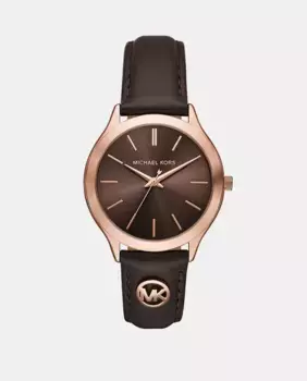 MK7489 Коричневые кожаные женские часы Michael Kors