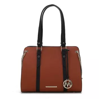 MKF Collection Amy Женская большая сумка из веганской кожи с цветными блоками от Mia K, цвет Cognac