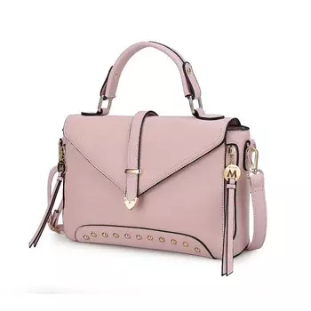 MKF Collection Angela - Веганская женская кожаная сумка-саквояж в стиле колор-блок от Mia K, цвет Blush
