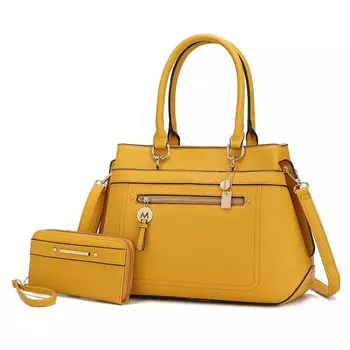 MKF Collection Gardenia Женская большая сумка из веганской кожи с кошельком, 2 предмета, от Mia K MKF Collection, коричневый