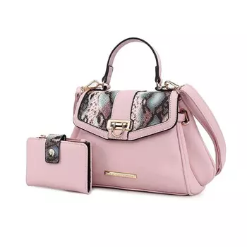 Mkf Collection Geny Женская сумка через плечо с тиснением под змею и бумажником от Mia K MKF Collection, розовый