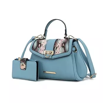 Mkf Collection Geny Женская сумка через плечо с тиснением под змею и бумажником от Mia K MKF Collection, цвет Denim