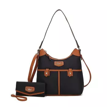 Mkf Collection Harper Нейлоновая сумка-хобо с таким же кошельком от Mia K MKF Collection, цвет Black Cognac