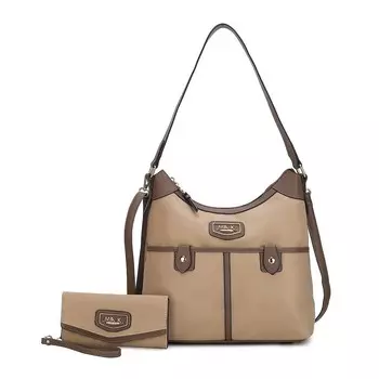 Mkf Collection Harper Нейлоновая сумка-хобо с таким же кошельком от Mia K MKF Collection, цвет Taupe