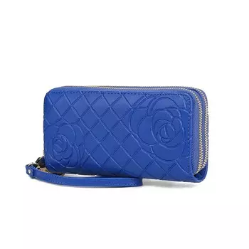 MKF Collection Honey Натуральный стеганый женский кошелек на запястье с цветочным тиснением от Mia K, цвет Royal Blue