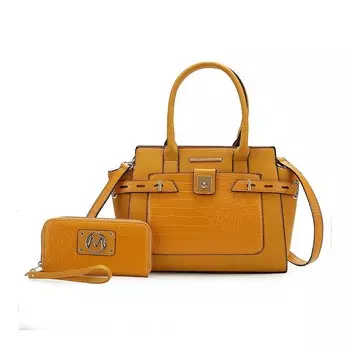 MKF Collection Isla Сумка-саквояж из веганской кожи с тиснением под крокодила от Mia K, желтый