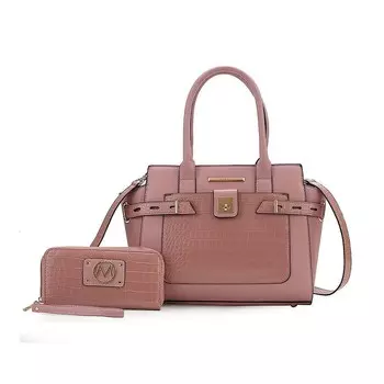 MKF Collection Isla Сумка-саквояж из веганской кожи с тиснением под крокодила от Mia K, цвет Rose