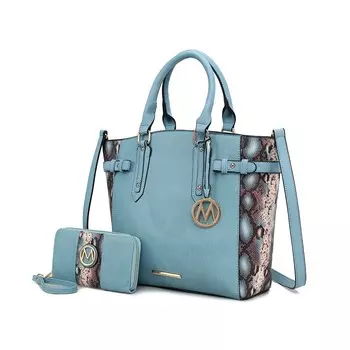Mkf Collection Joelle Женская большая сумка с тиснением под змею и бумажником от Mia K MKF Collection, цвет Denim