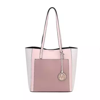 MKF Collection Leah Женская большая сумка из веганской кожи в стиле колор-блок от Mia K, цвет Blush