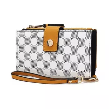 Mkf Collection Solene Женский кошелек на запястье из веганской кожи с круглым принтом от Mia K MKF Collection, цвет Mustard