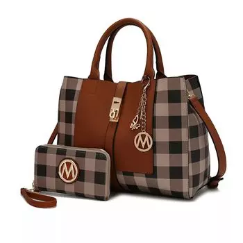 MKF Collection Yuliana Клетчатая сумка-саквояж с кошельком от Mia K MKF Collection, зеленый