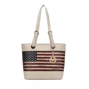 Mkf Collection Женская большая сумка Vera из веганской кожи с патриотическим флагом от Mia K MKF Collection, бежевый