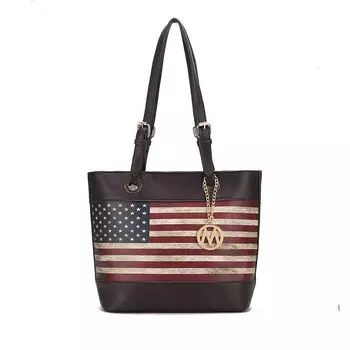 Mkf Collection Женская большая сумка Vera из веганской кожи с патриотическим флагом от Mia K MKF Collection, цвет Chocolate