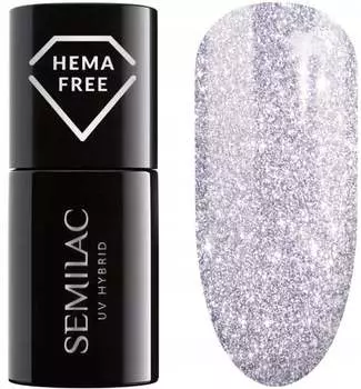Мл цветной гибридный лак с эффектом Flash Semilac 461 Hollywood Silver 7