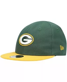 Младенческая унисекс, зеленый, золотой Green Bay Packers Регулируемая шапка My 1St 9Fifty New Era, зеленый