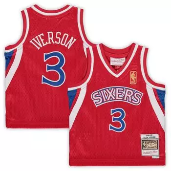Младенец Митчелл и Несс Аллен Айверсон Ред Филадельфия 76ers 1996/97 Hardwood Classics пенсионер Джерси Unbranded