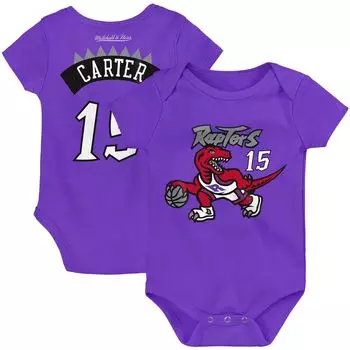 Младенец Mitchell & Ness Vince Carter Фиолетовый Торонто Рэпторс Классическое боди из твердой древесины с именем и номером Unbranded