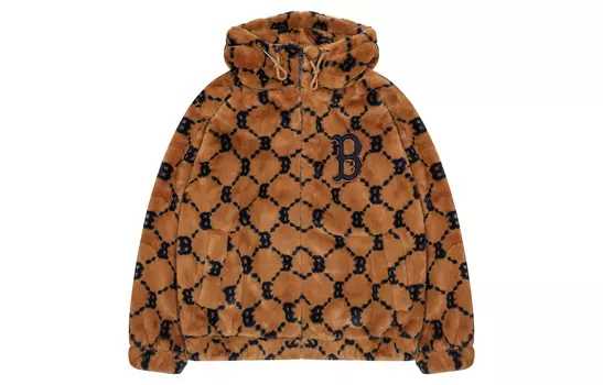 MLB Бархатная куртка унисекс бежево-желтого цвета