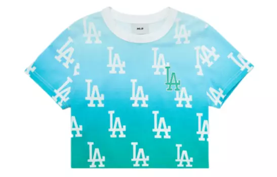 MLB Футболка с градиентной монограммой, женская, цвет «озеро-голубой»
