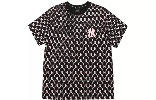 MLB Футболка унисекс New York Yankees с черным розовым логотипом