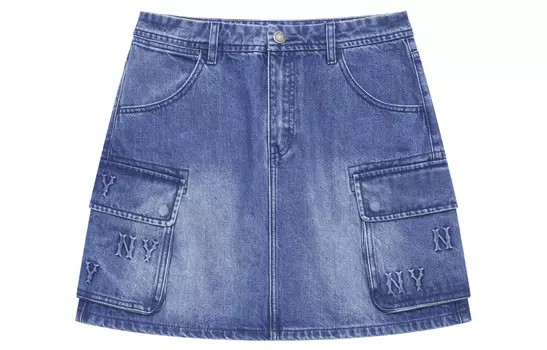 MLB Коллекция MONOGRAM New York Yankees 24FW Джинсовые короткая юбка женская цвета индиго