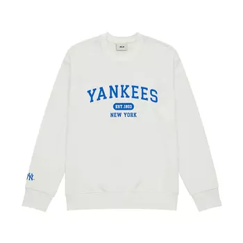 MLB Коллекция Preppy Style New York Yankees 24FW Pre Fall Early Autumn Толстовка с круглым вырезом унисекс кремового цвета