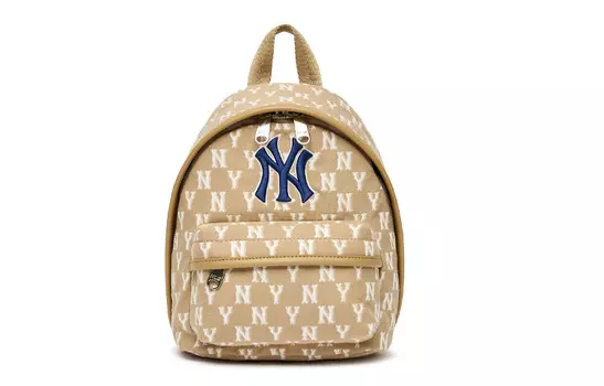 MLB Мини-рюкзак из хлопка Monogram Collection для женщин, цвет хаки-коричневый