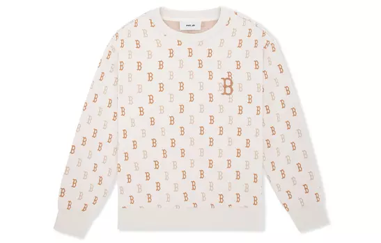 MLB MONOGRAM Collection Boston Red Sox 24FW Толстовка с круглым вырезом унисекс темно-кремового цвета